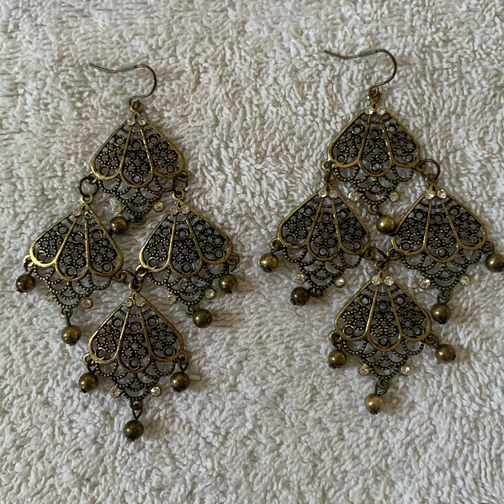 Black and silver/ Black and gold metal earrings